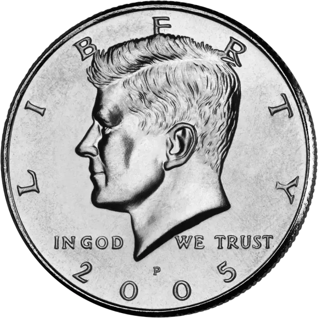 Kennedy half dollar obverse: John F. Kennedy facing left