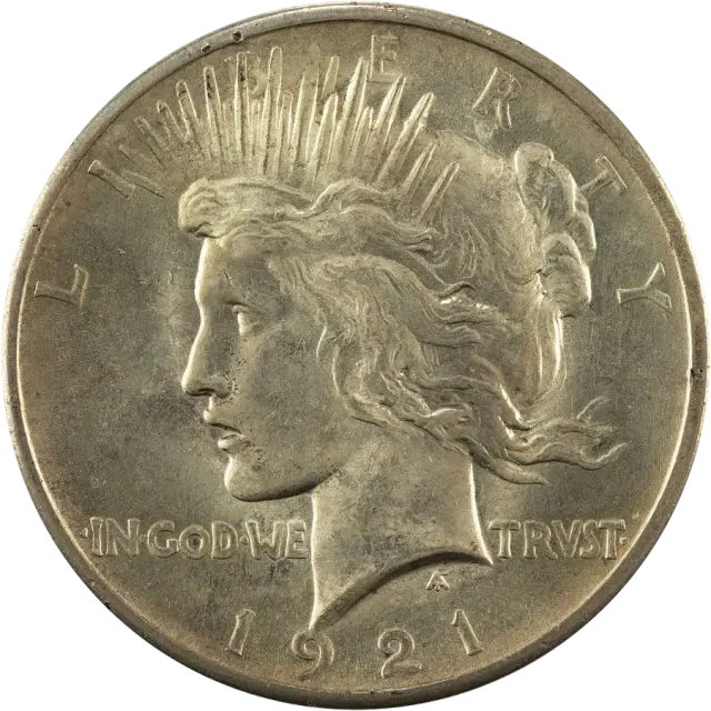 Peace dollar obverse: Liberty with a radiate crown